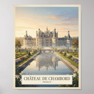 Póster de viaje vintage Château de Chambord Franci
