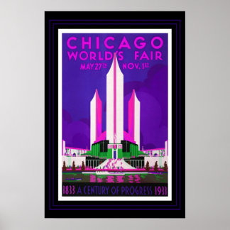 Póster de viaje vintage Chicago Feria Mundial Reco