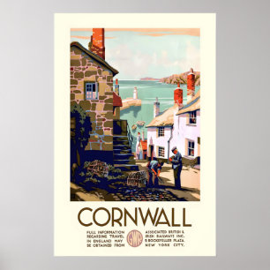 Póster de viaje vintage Cornwall Falmouth Inglater