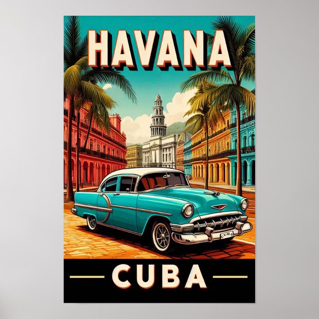 Póster de viaje vintage Cuba (Frente)