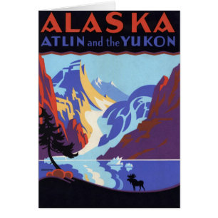 Póster de viaje vintage de Alaska, Atlin y el Yukó
