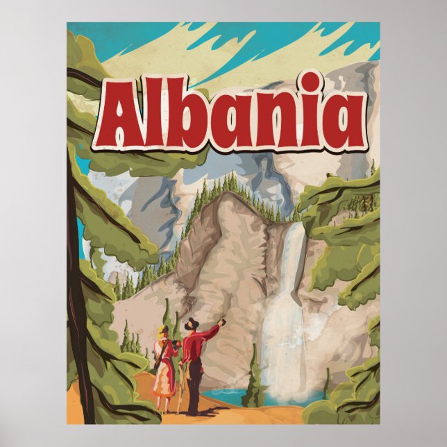 Póster de viaje vintage de Albania (Frente)