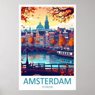 Póster de viaje vintage de Amsterdam 2 Parque Naci