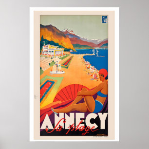 Póster de viaje vintage de Annecy Francia - Enmarc