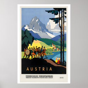 Póster de viaje vintage de Austria - Enmarcado  Si