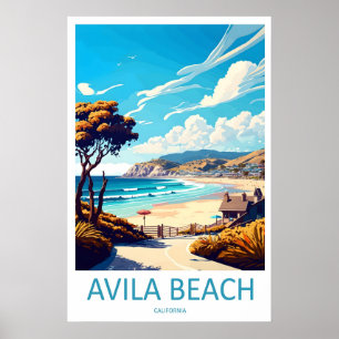 Póster de viaje vintage de Avila Beach Ski Naciona