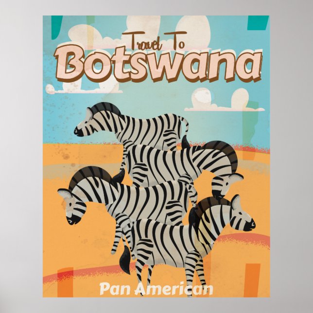 Póster de viaje vintage de Botsuana. (Frente)