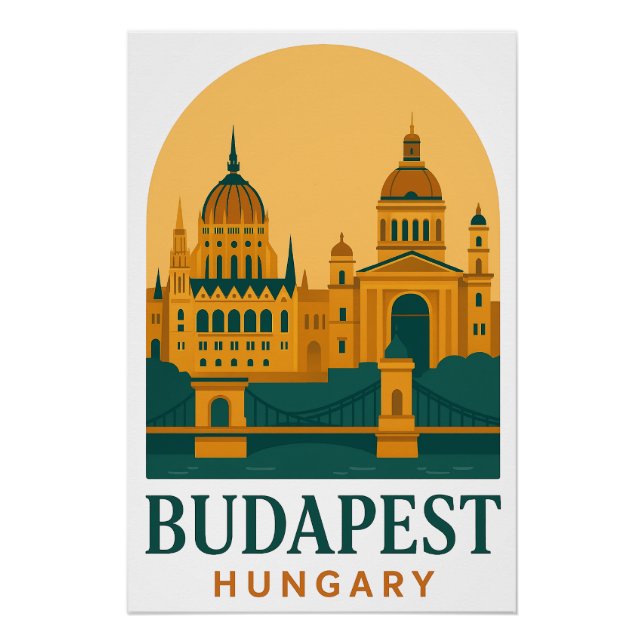 Póster de viaje vintage de Budapest Hungría – Retr (Anverso)