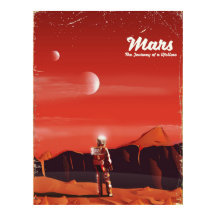 Póster de viaje vintage de ciencia ficción de Mart