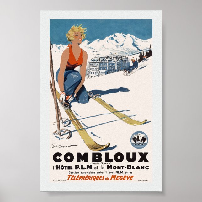 Póster de viaje vintage de Combloux restaurado (Frente)