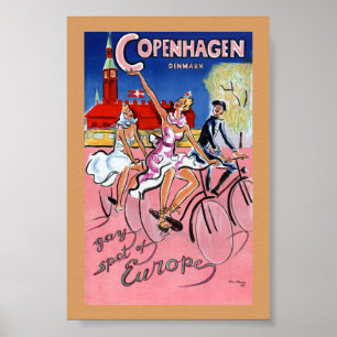 Póster de viaje vintage de Copenhague restaurado