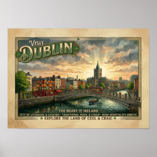 Póster de viaje vintage de Dublín