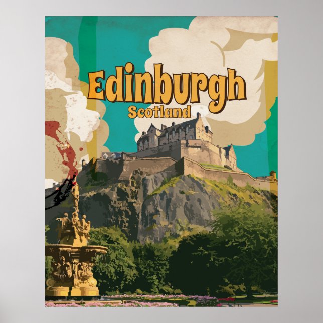 Póster de viaje vintage de Edimburgo (Frente)