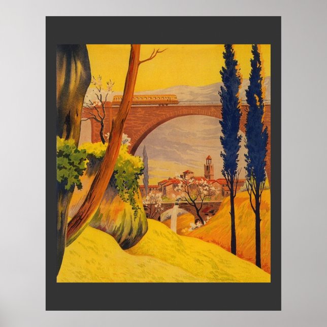 Póster de viaje vintage de ferrocarril francés (Frente)