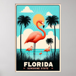 Póster de viaje vintage de flamenco de Florida