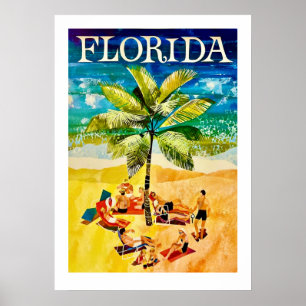 Póster de viaje vintage de Florida 20x28