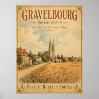 Póster de viaje vintage de Gravelbourg Saskatchewa