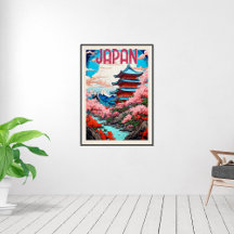 Póster de viaje vintage de Japón