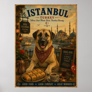 Póster de viaje vintage de Kangal en Estambul