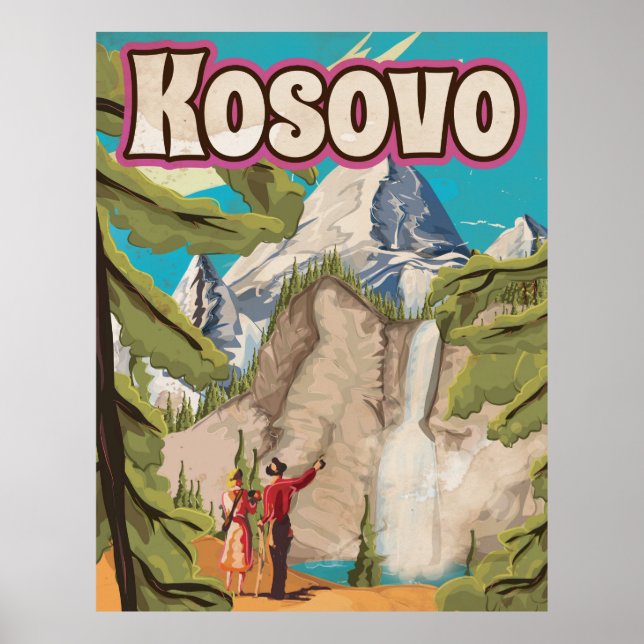 Póster de viaje vintage de Kosovo (Frente)