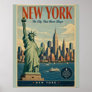Póster de viaje vintage de la ciudad de Nueva York