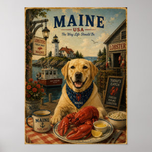 Póster de viaje vintage de Labrador Retriever en M