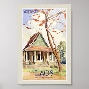 Póster de viaje vintage de Laos