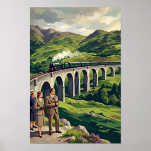 Póster de viaje vintage de las Tierras Altas de Es