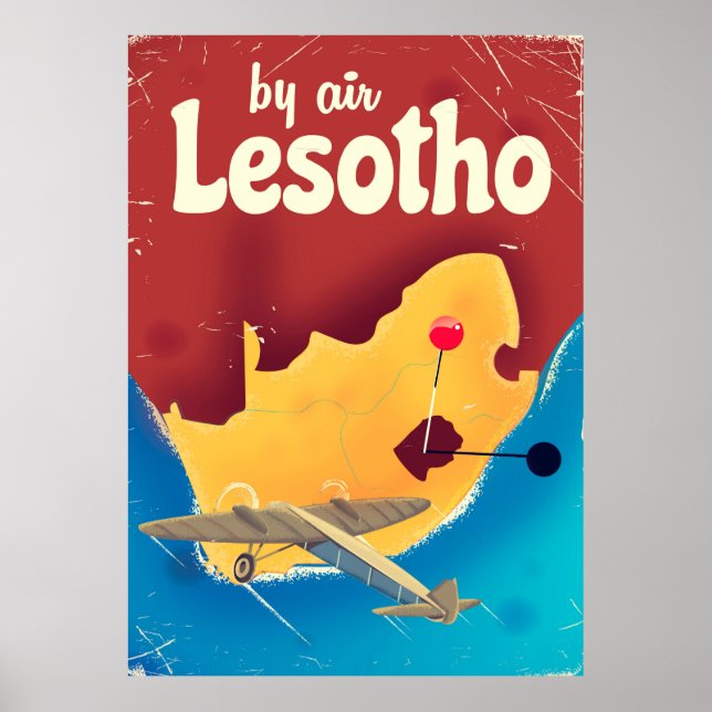 Póster de viaje vintage de Lesotho (Frente)