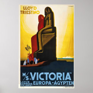 Póster de viaje vintage de Lloyd Triestino MS Vict