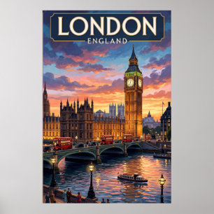 Póster de viaje vintage de Londres arte de pared