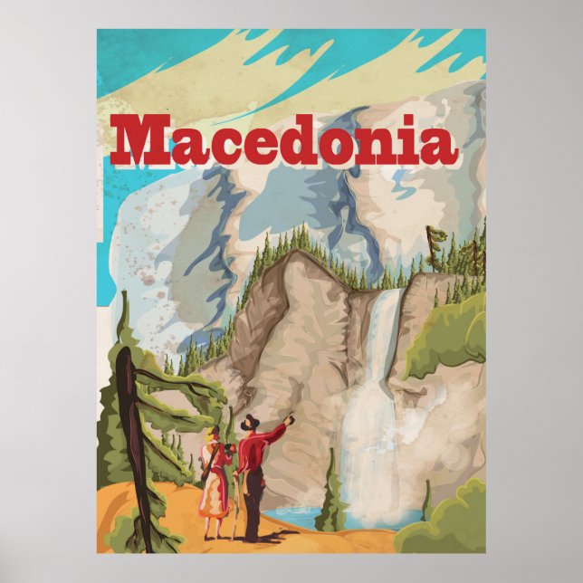 Póster de viaje vintage de Macedonia (Frente)