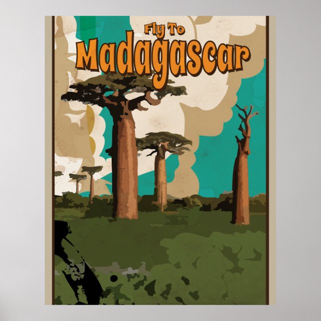 Póster de viaje vintage de Madagascar (Frente)