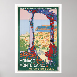 Póster de viaje vintage de Mónaco Monte Carlo - En