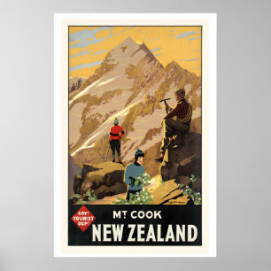 Póster de viaje vintage de Nueva Zelanda - Enmarca