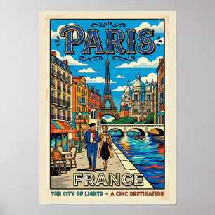 Póster de viaje vintage de París - La Ciudad de la
