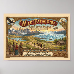 Póster de viaje vintage de Patagonia Era de explor