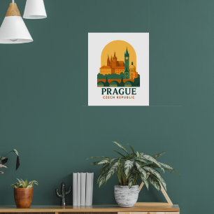 Póster de viaje vintage de Praga República Checa 