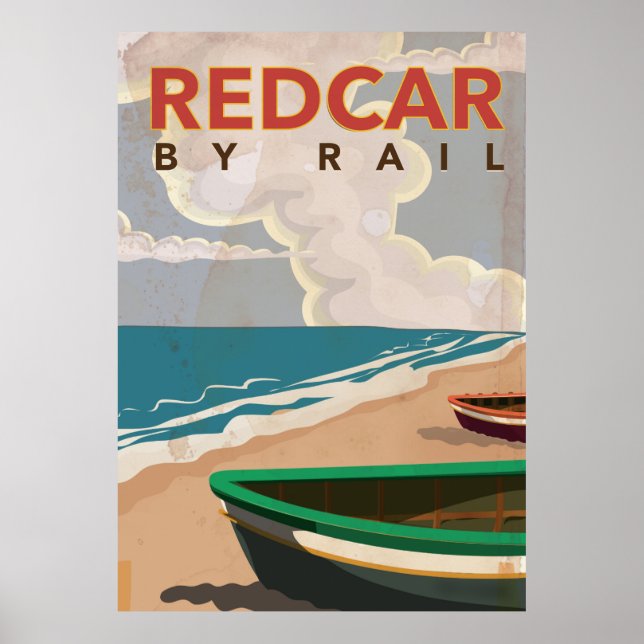 Póster de viaje vintage de Redcar (Frente)