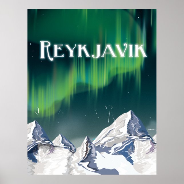 Póster de viaje vintage de Reikiavik (Frente)