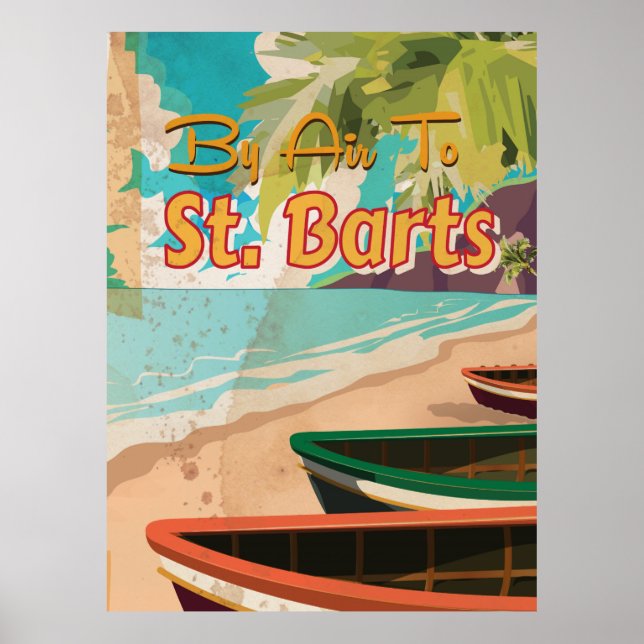 Póster de viaje vintage de San Bartolomé (Frente)