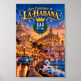 Póster de viaje vintage de San Cristóbal de La Hab