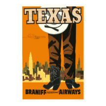 Póster de viaje vintage de Texas