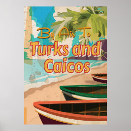 Póster de viaje vintage de Turcas y Caicos