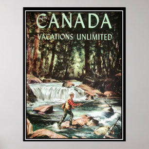 Póster de viaje vintage de vacaciones en Canadá