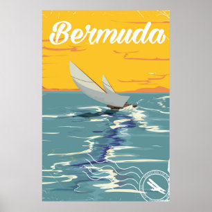 Póster de viaje vintage de vela en Bermudas