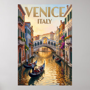 Póster de viaje vintage de Venecia Arte de pared
