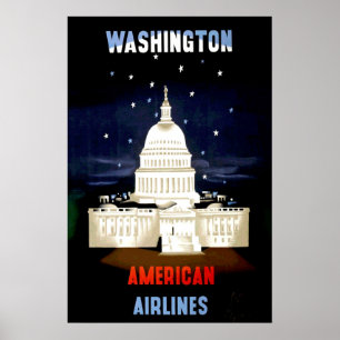 Póster de viaje vintage de Washington DC
