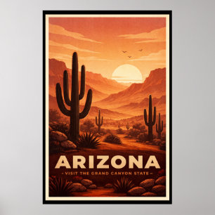 Póster de viaje vintage del desierto de Arizona