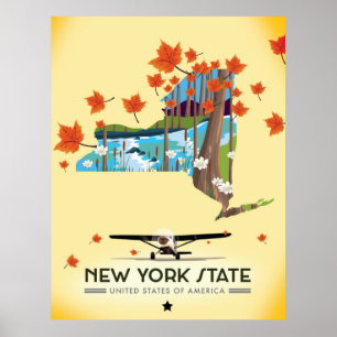 Póster de viaje vintage del estado de Nueva York